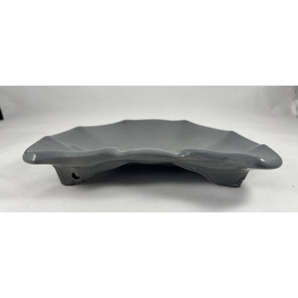 Gray Fan or Shell Shaped Ceramic over Cast Iron Soaph Dish - Picture 2 of 6
